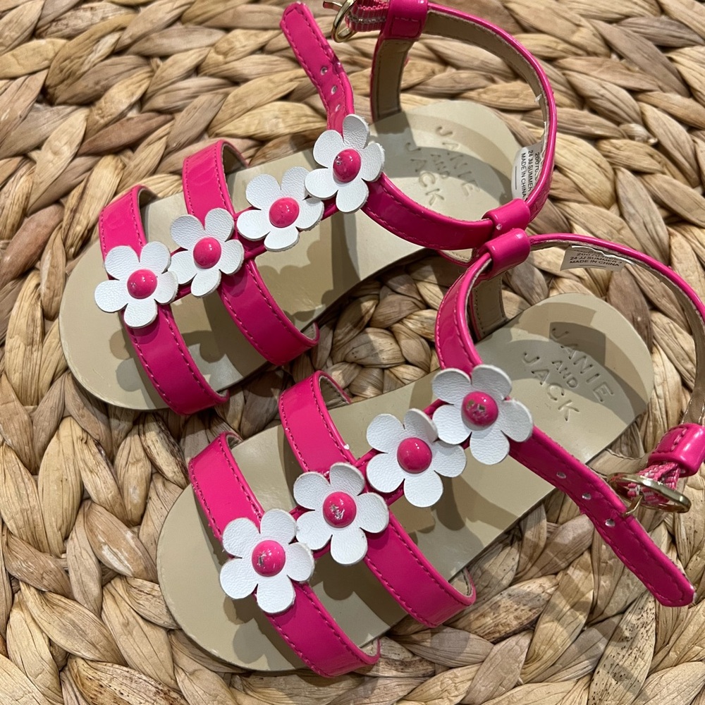 Janie and Jack Pink and White Kids Sandals